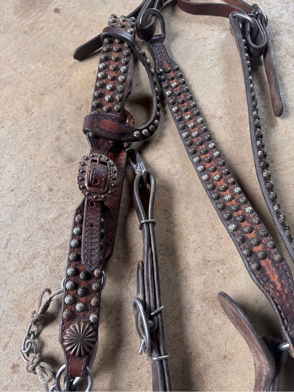 Brown Studded double j saddlery tack set